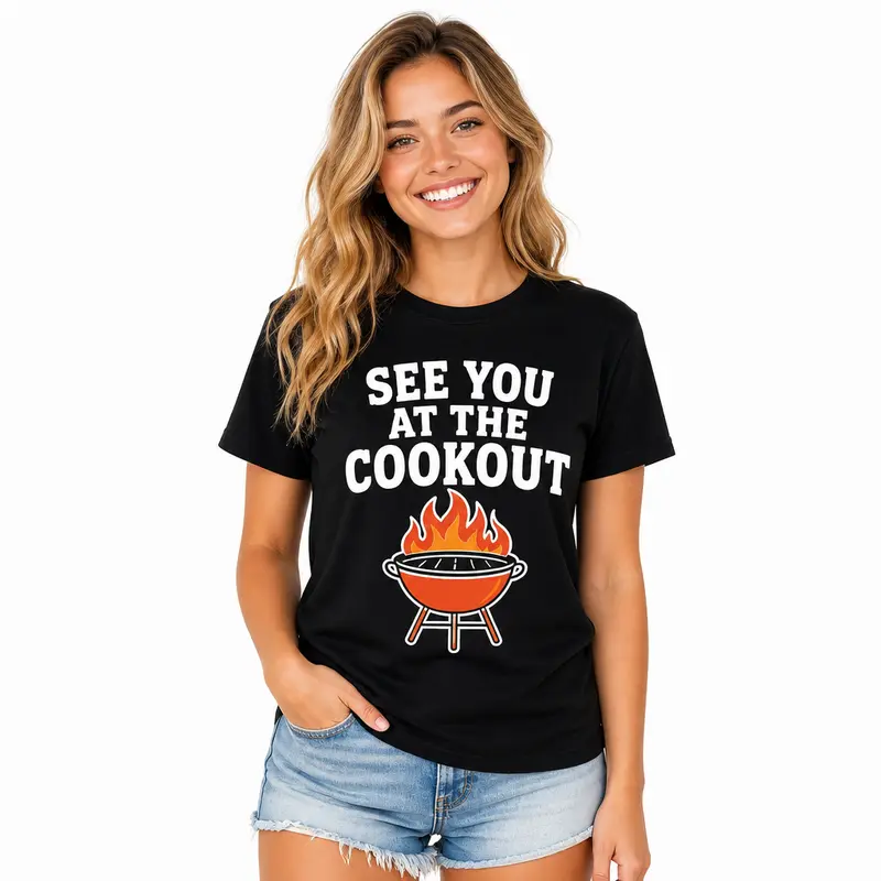 See You At The Cookout Graphic T Shirt, Funny BBQ Party Tee, Summer Grill Gathering Shirt, Vintage Americana Style Unisex Casual Top, Outdoor Cookout Outfit, Gift for BBQ Lovers Men Women
