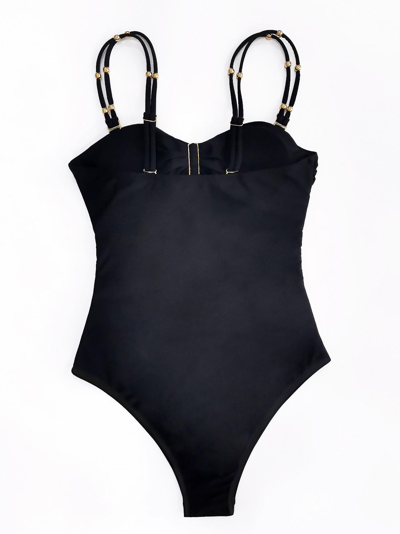 Women's Cut Out Ruched Cami One-piece Swimsuit, Solid Color Sleeveless Swimwear for Beach Holiday Vacation, Ladies Summer Clothes, Women's Swimsuits, Swim Bodysuit