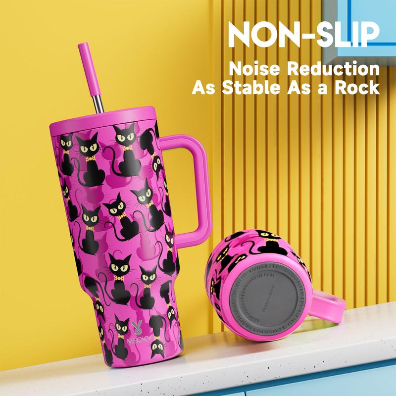 Meoky 40oz Tumbler,Stainless Steel Thermos Cup,Hot Water Mug,Keeps Drinks Hot&Cold,Food Safe,Non-Slip Base,Easy-Clean,Fits Car Cup Holders,Festive Gift