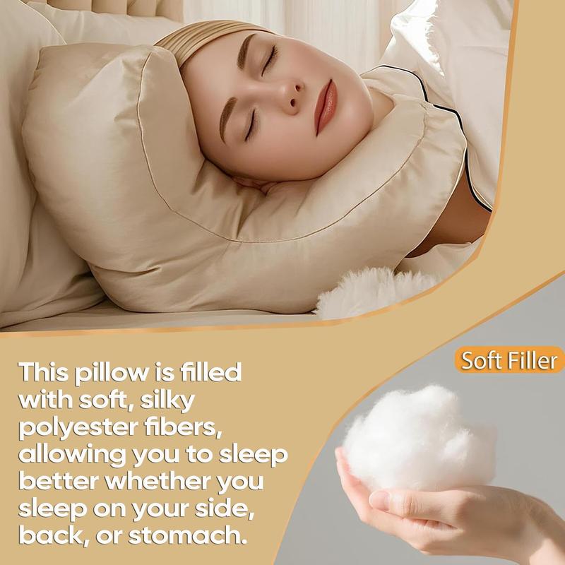 Face massage pillow, soft face pillow, high-quality beauty pillow, ultimate sleeping comfort, washable silk pillowcase, plush and silky polyester filling, meet all sleeping needs