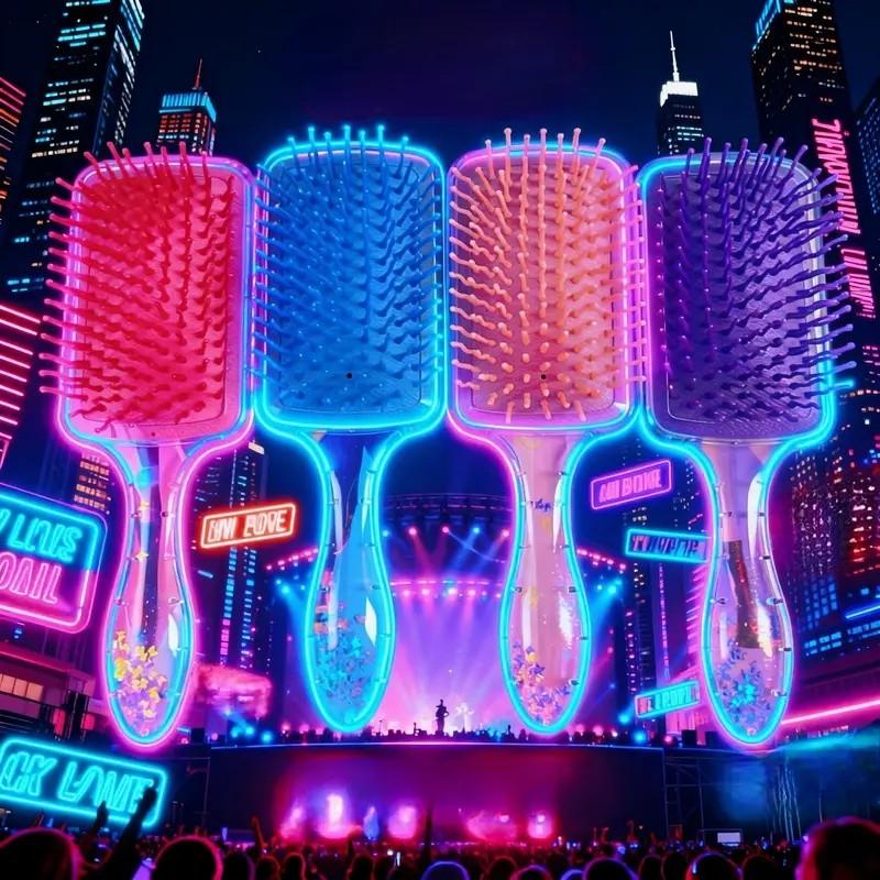 Kpop Hair Comb Square Pad Cartoon Design High-Quality Long Handle Sandfall Styling Brush Universal Hairbrush Fashion Hair Care