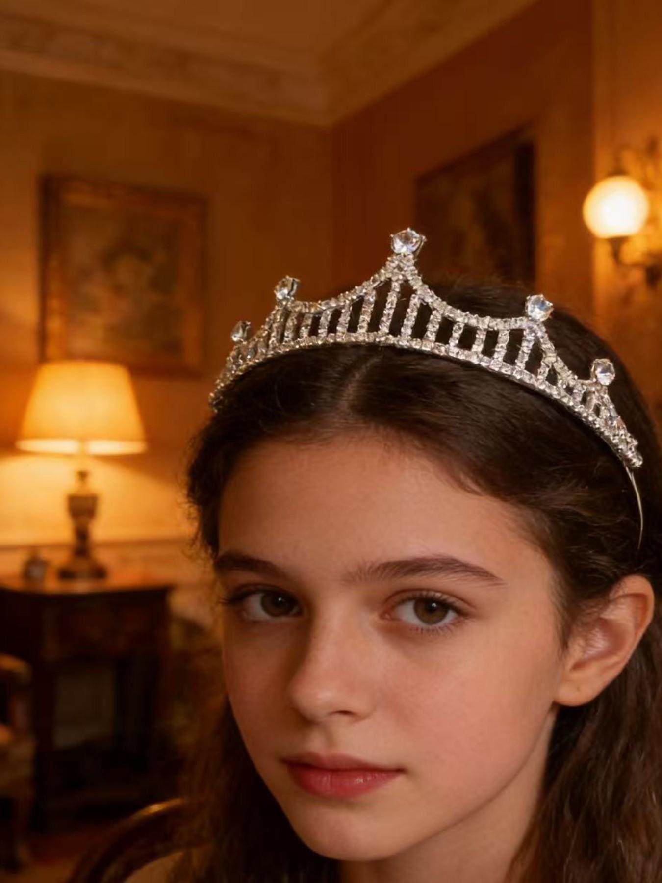 Adjustable Rhinestone Crown Headband, Non-Slip & Comfortable, Elegant Hairpiece for Weddings, Prom & Daily Wear, Tiktok Shop