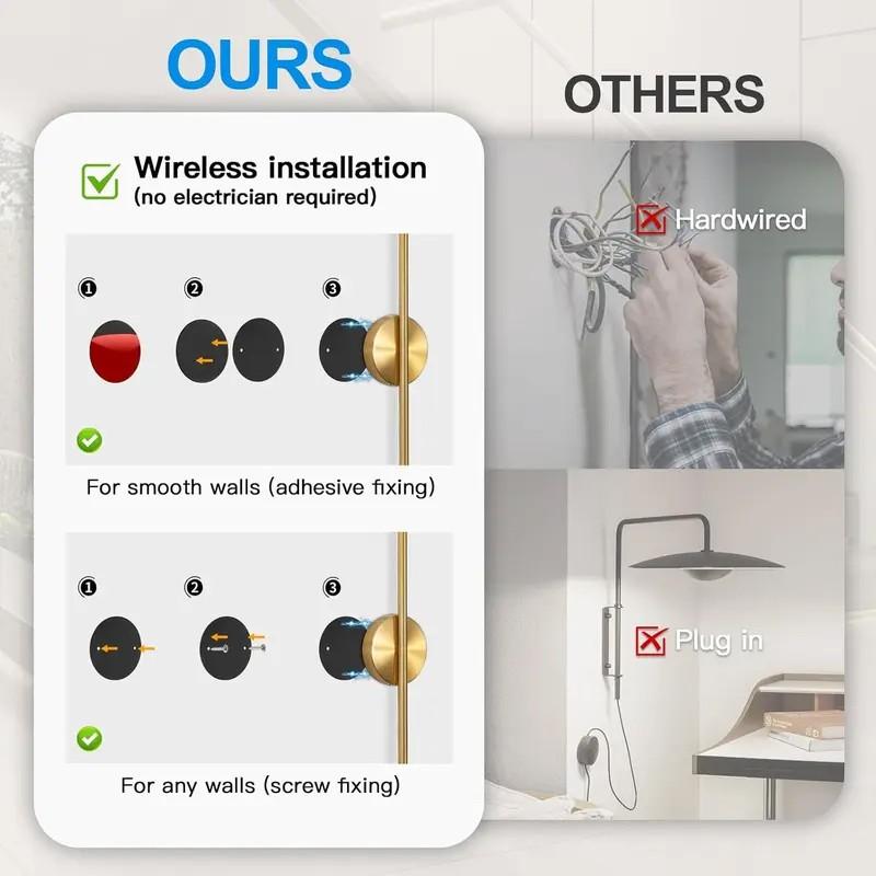 1/2-piece RGB Wall Lights, Modern LED Rechargeable Decorative Wall Lamps, Wireless Magnetic Installation, Remote-Controlled Dimming, 7 Colour Options, For Bedrooms, Feature Walls, Stairwells and Hallways, Minimalist Indoor Home Wall Lighting