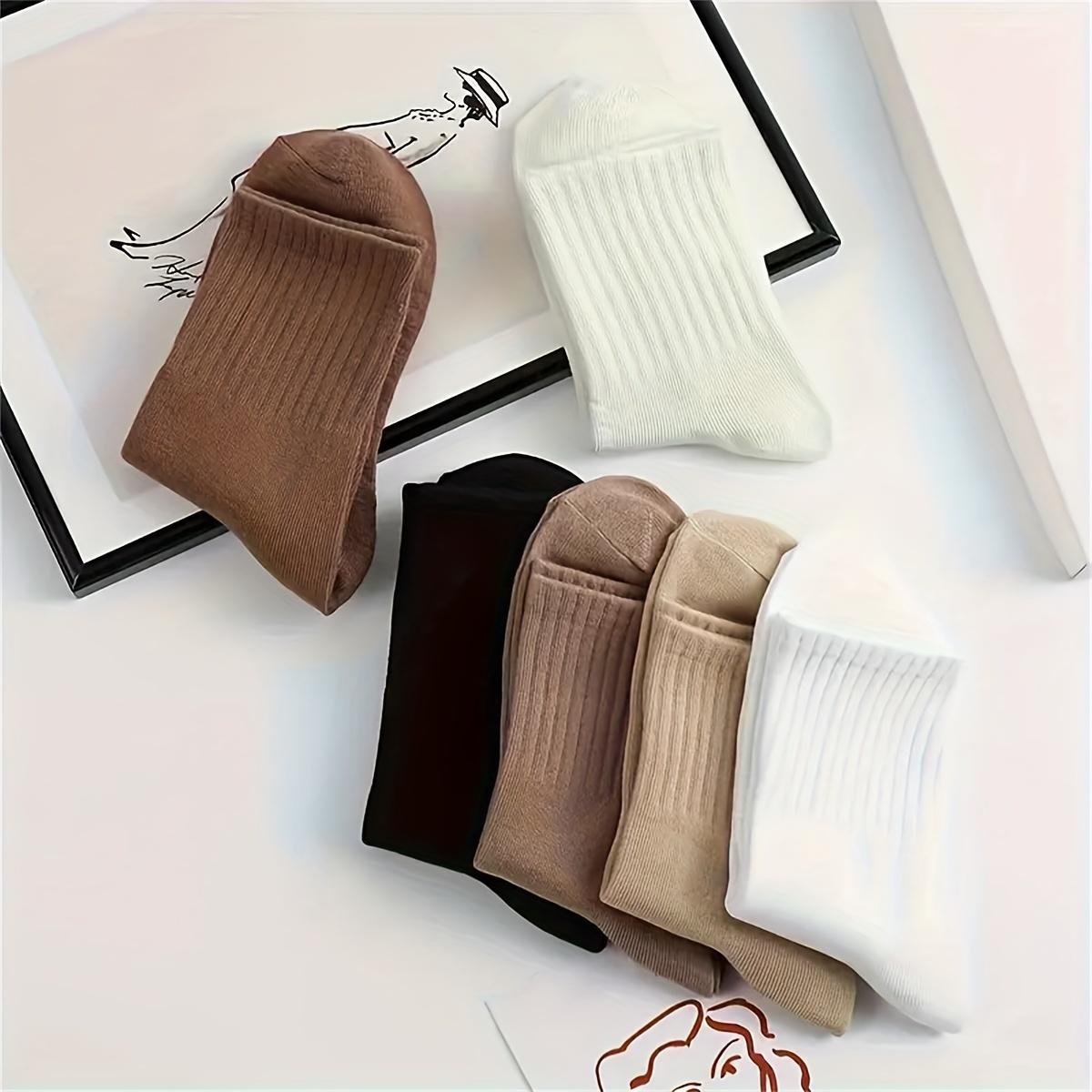 Mid Tube Socks , Vertical Stripes, Solid Color,   Sweat Absorbing Socks, Student Office Workers, Sports Long Socks, Soft Winter Womenswear Women
