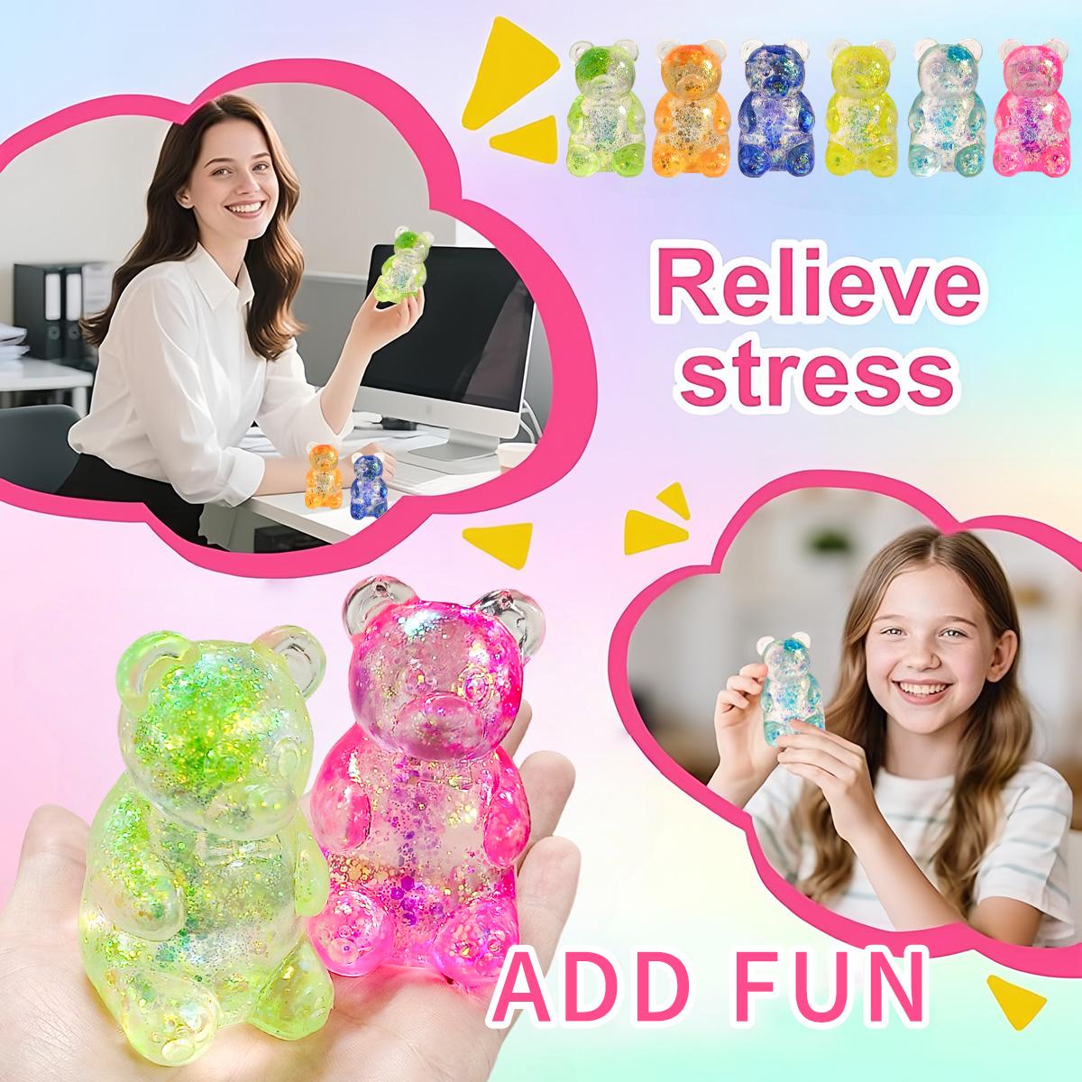 1/4pcs Gummy Bear Squish Fidget Toys Stress Balls for Kids ,Squish Sugar Ball Sensory Toys, Party Favors for Kids Squeeze Toy, Stress Relief Toy Squeeze Ball, Easter Basket Stuffers