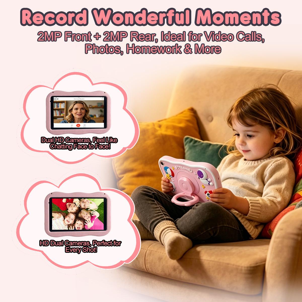 8-Inch Android 10 Kids Tablet, 3gb+32GB Storage, Parental Control, Web Browsing, Learning Games, Drawing Tools, Music Player, E-Reader, Shockproof Case, Dual Cameras