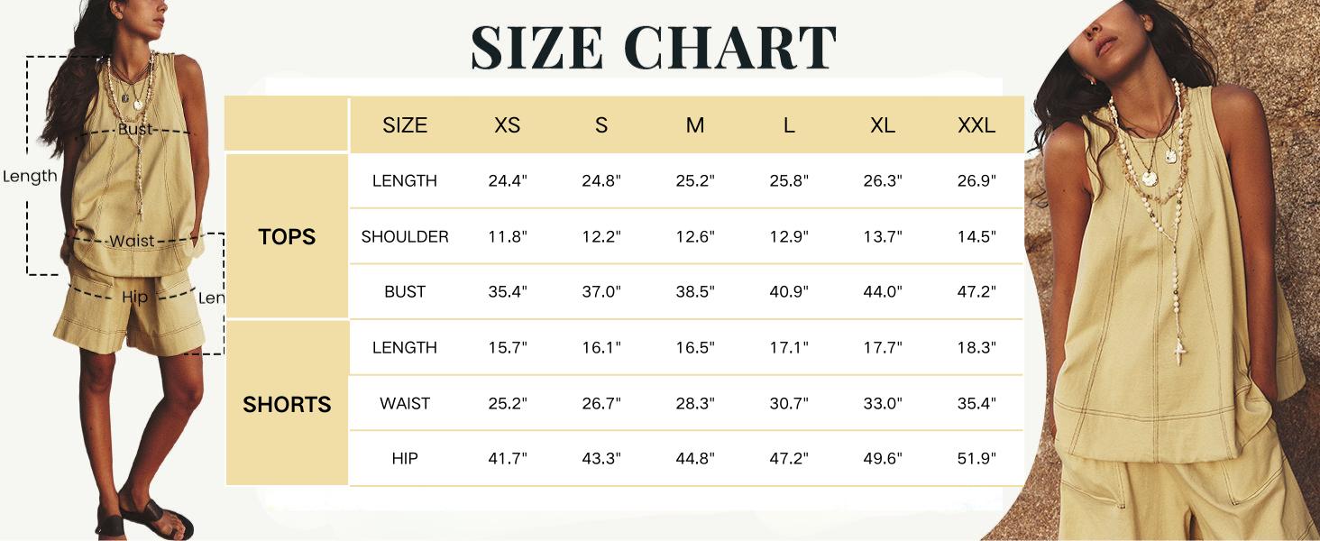 SCUSTY Women's Two Piece Outfit Cotton Matching Set A-Line Sleeveless Tank Tops and High-Waist Shorts with Pockets SCUSTY Women's Two Piece Outfit Cotton Matching Set A-Line Sleeveless Tank Tops and High-Waist Shorts with Pockets