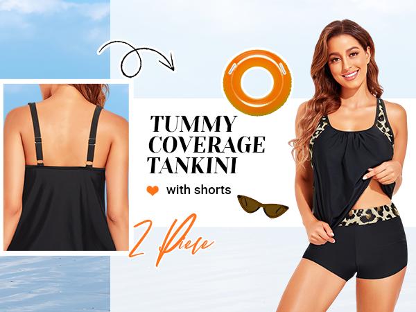 Daci Aqua Floral Women Two Piece Tankini Set - Two Piece Tummy Control Bathing Suits Top with Shorts 2026 Swimsuits Swimwear