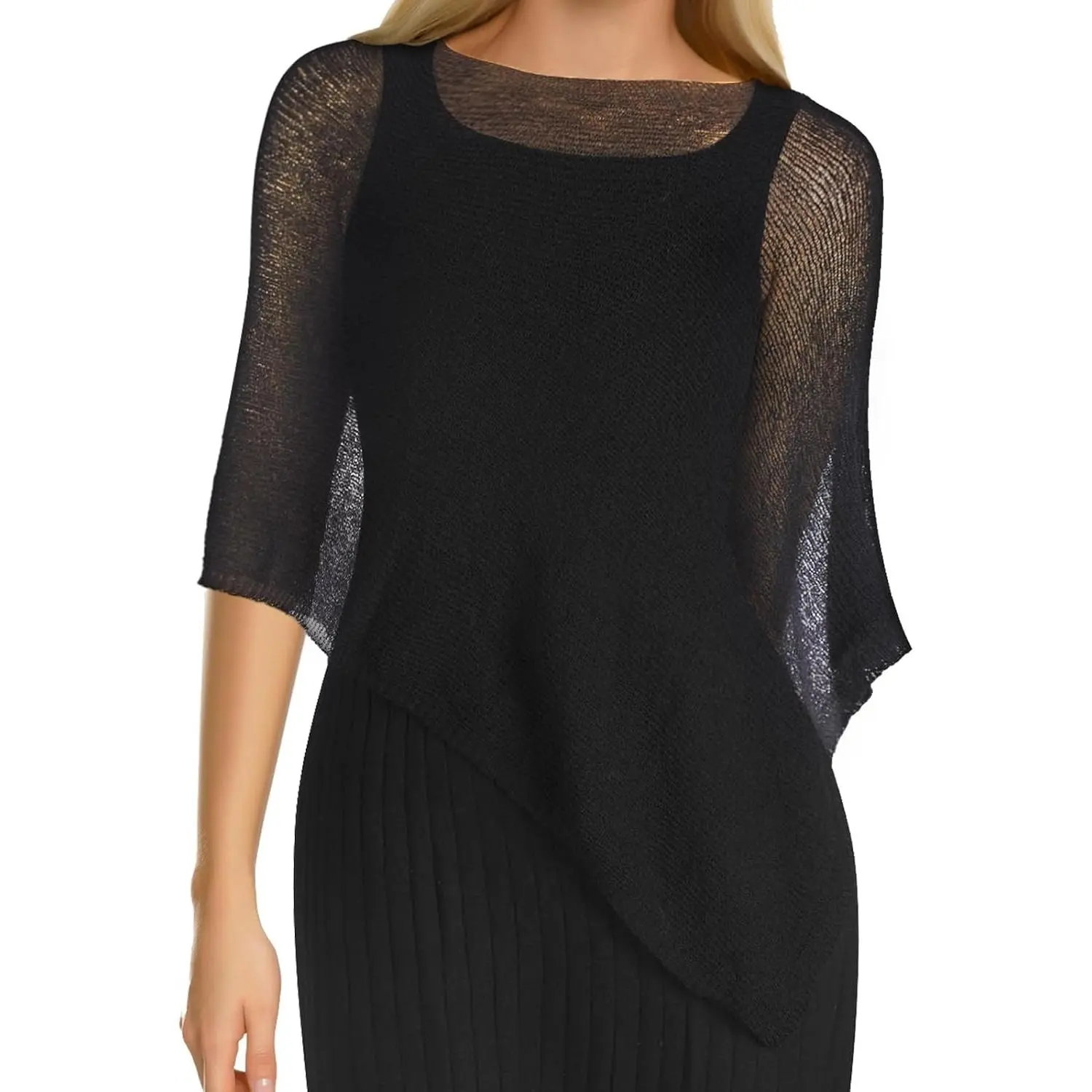 Summer Women Sheer Poncho Shrug Summer Sheer Blouse Top Lightweight Poncho Bolero for Evening Dress