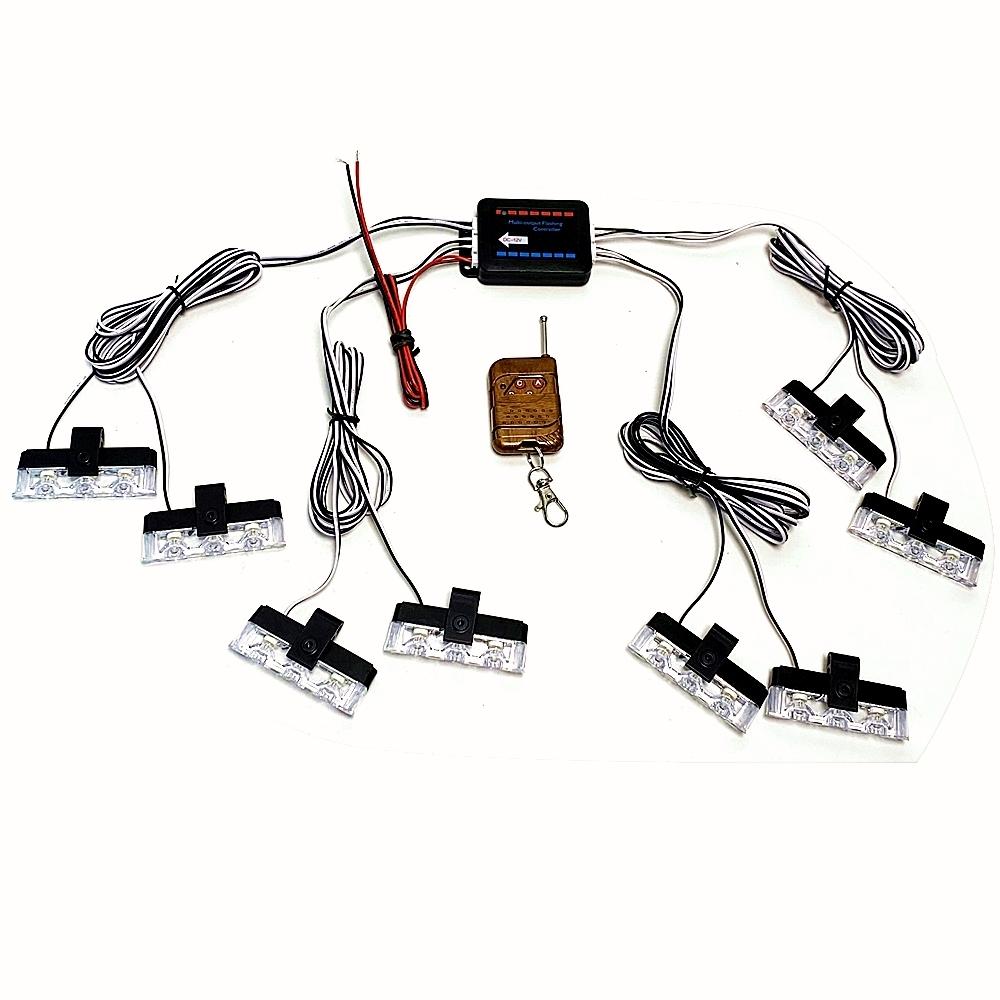 8-In-1 Car Grill Light with Remote Control, LED Installation for Truck Front Grill, led beason lamp car network lights