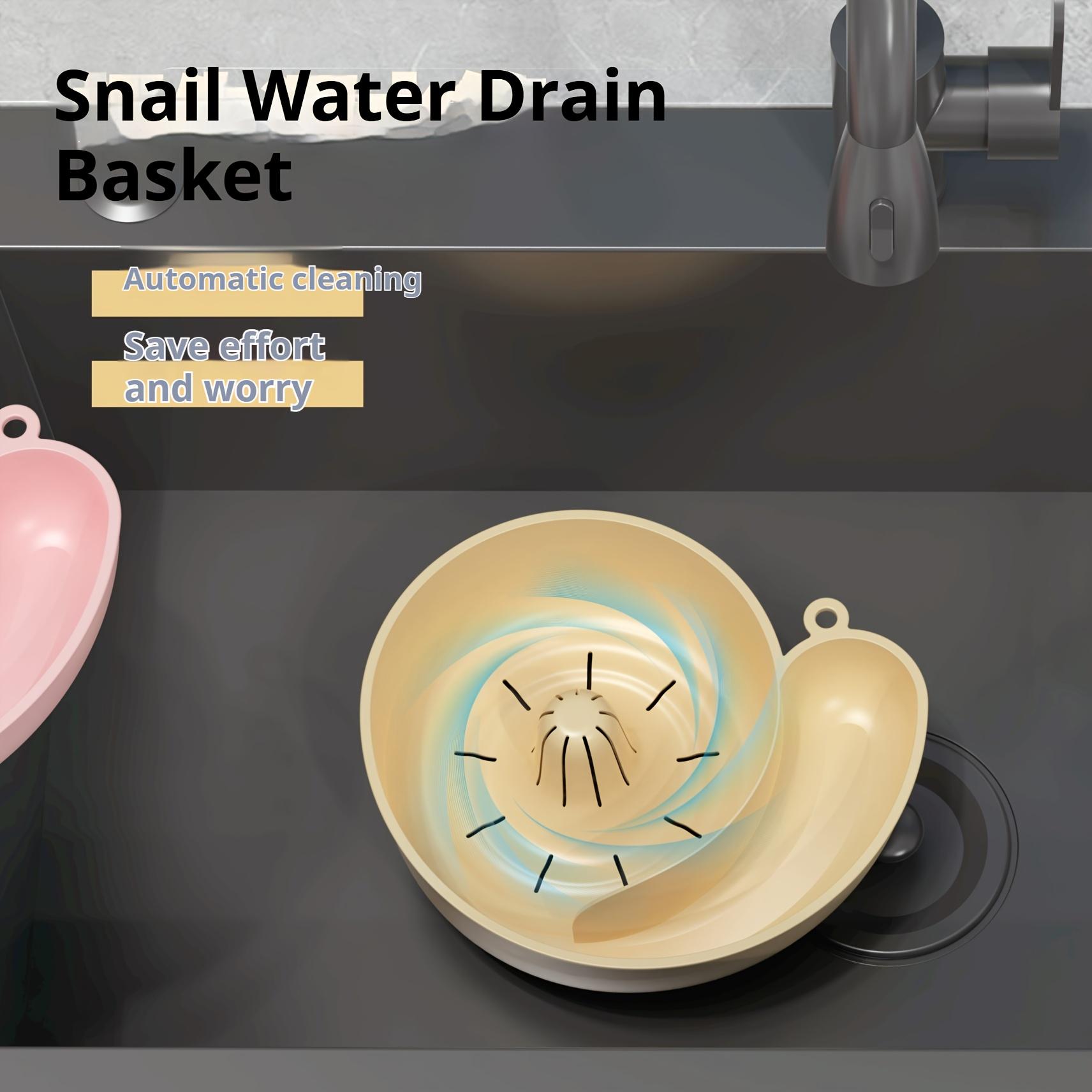 Snail Sink Drain Basket - Automatic Cleaning Hair Catcher, Machine Washable PP Plastic, Cream/Pink, Kitchen & Bathtub Drain Strainer