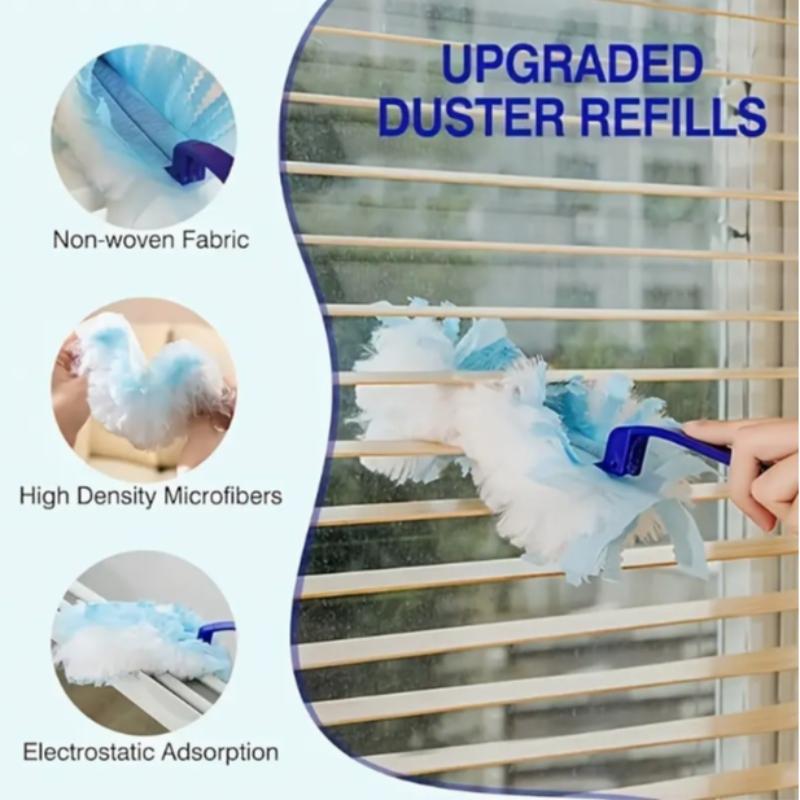 30pcs Disposable Dust Cleaner Refills + 1 Handle, Static Electric Head Replacement Parts, Easy Remove Electronics Furniture Blinds Fans Dust