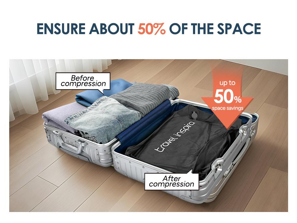 Travel Inspira Vacuum Bags with Pump | Ultra Durable Nylon Space Saver Compression Bags, IP67 Airtight Seal, Reusable Lightweight for Travel Luggage Backpack Outdoor, Light Black 2 Pack, TikTokShopSpringGlowUp Travel Inspira Vacuum Bags with Pump | Ultra Durable Nylon Space Saver Compression Bags, IP67 Airtight Seal, Reusable Lightweight for Travel Luggage Backpack Outdoor, Light Black 2 Pack, TikTokShopSpringGlowUp