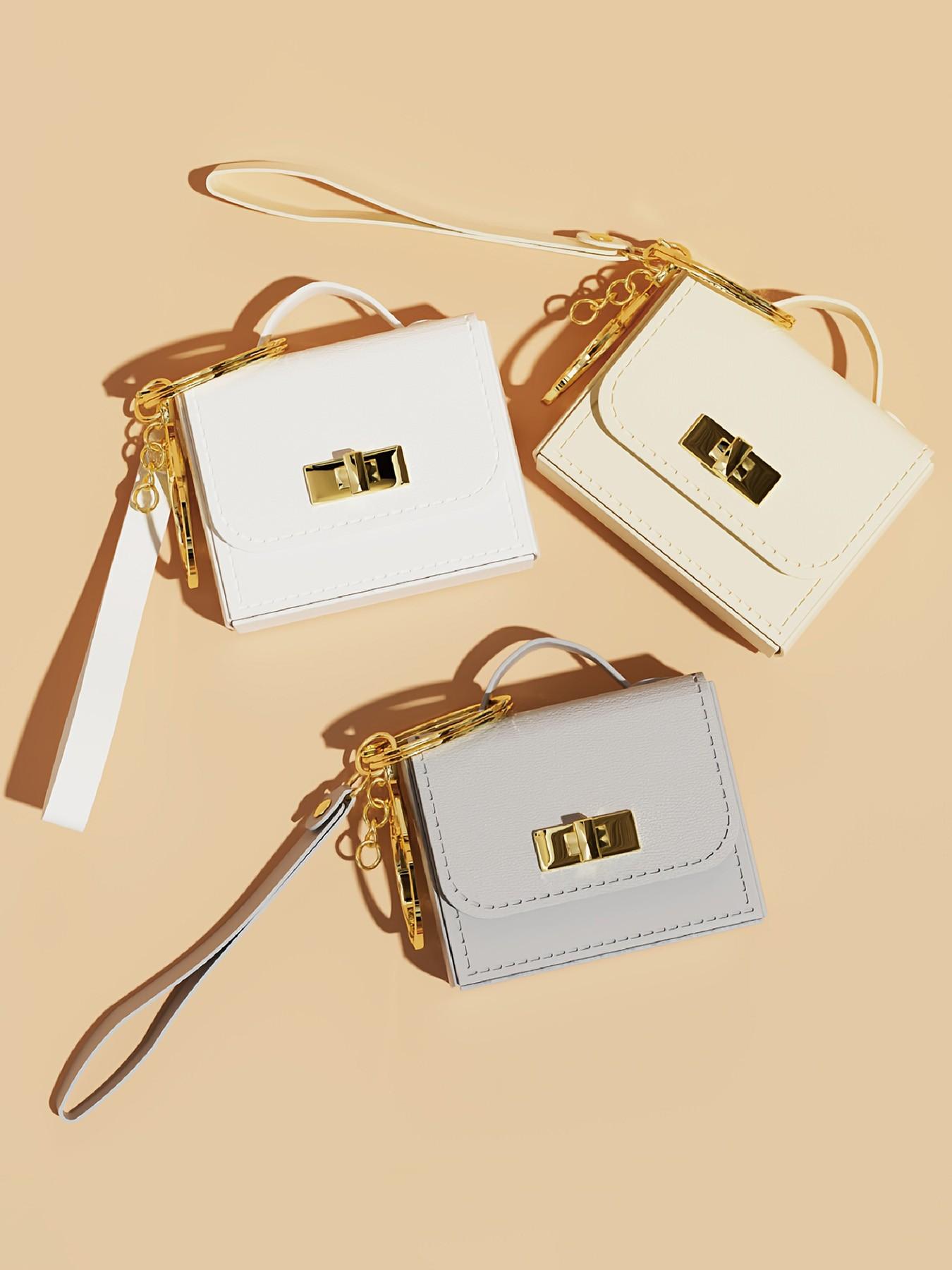 PU Leather Mini Keychain Wallet, Fashionable Coin Holder for Keys and Coins, Perfect Holiday Gift, Casual Style, All Seasons