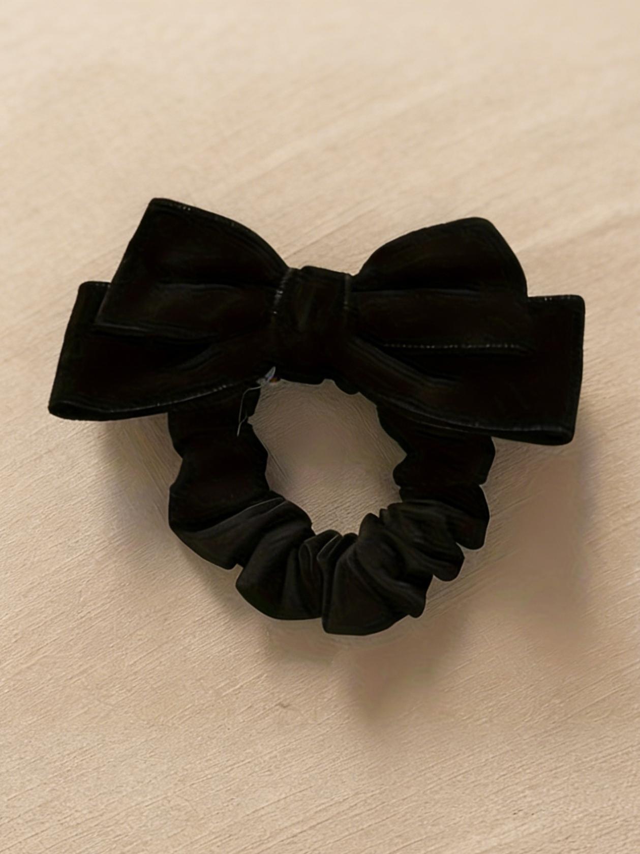 Elegant Velvet Bow Hair Tie, Vintage French Style, New Fall Winter Accessory, 1 Piece, Perfect for Stylish
