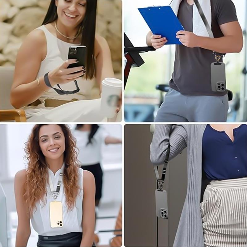 Upgrade Version 360° Rotating Stainless Steel Phone Lanyard Connector, Heart Shaped Non-Stick Metal Strap, Ultra-Thin Safety Rope Accessory Set, Cell Phone Charm