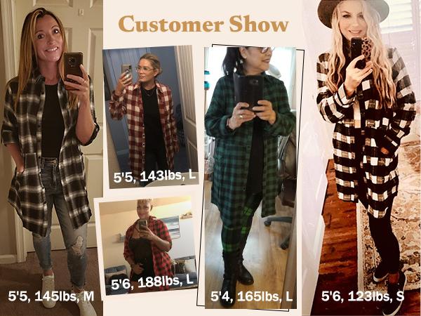 Women's Flannel Plaid Shirts Roll Up Long Sleeve Collared Button Down Boyfriend Shirts with Pockets Blouse Casual Cotton Top Womenswear Check Dress Elegant Lightweight Loose