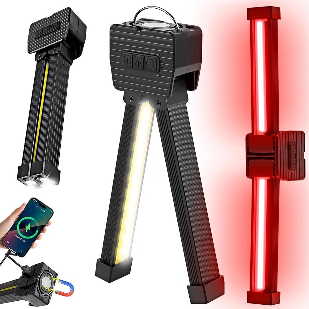 1PC Rechargeable LED Work Lights, Portable Gym Lamp for Posing, 21 Modes Flashlight with Magnetic , 180° Rotate Foldable with Hang Hook Camping Lamp for Camping, Car Repair, Workshop, Emergency