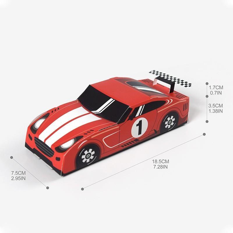 10pcs Racing Theme Birthday Party Gift Boxes, Colorful Foldable Paper Candy Containers, Ideal Gifts for Boys' Racing Parties