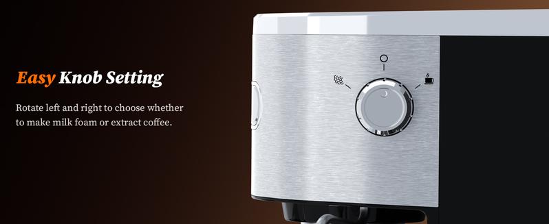 Espresso Coffee Maker Machine, 20 BAR Professional Espresso Maker with Milk Frother Steam Wand, 40-1/2 Oz Removable Water Tank, PCB Temperature Control, Compact Coffee Machine for Cappuccino, Latte,1350W