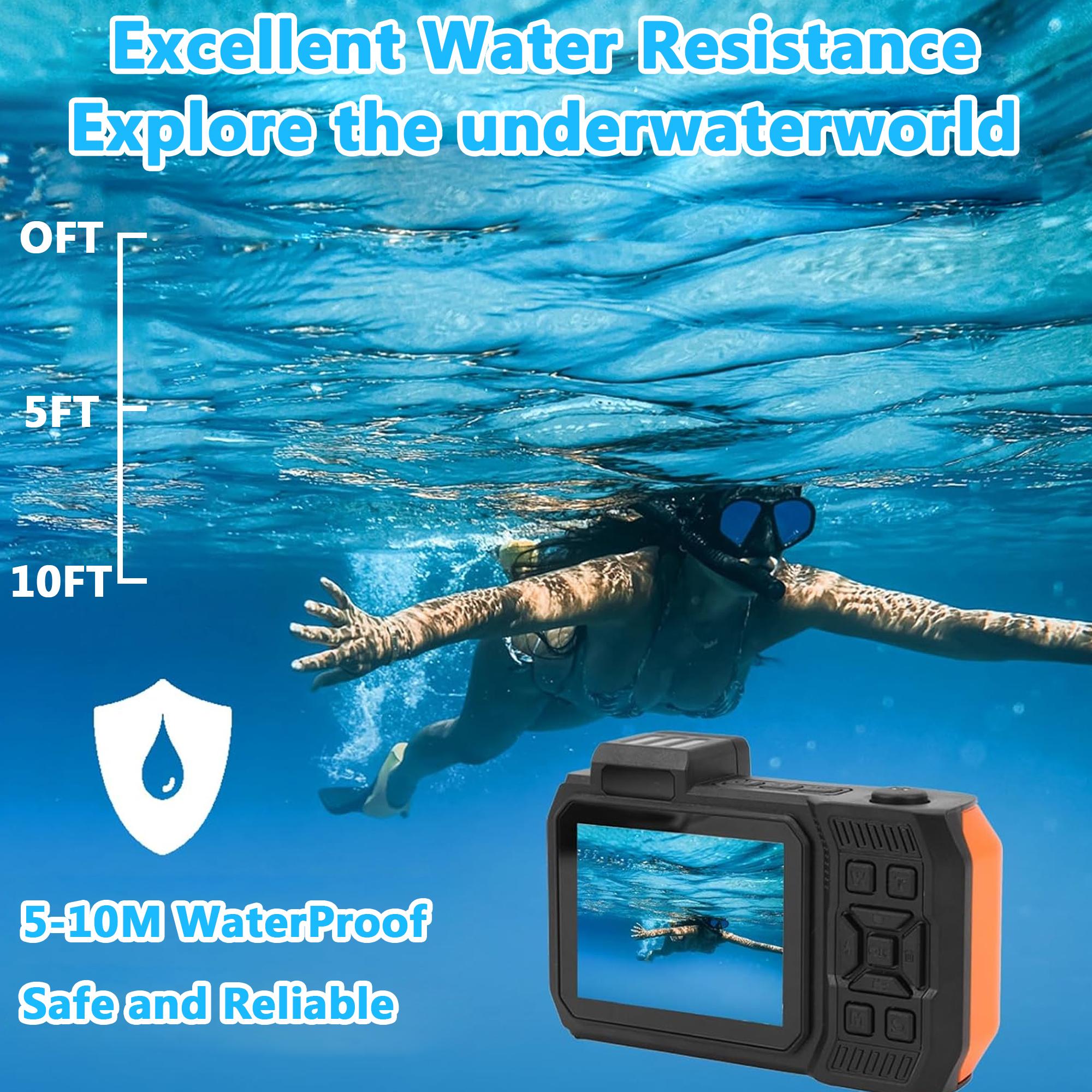 4kdigitalcamera,65 MP waterproof camera , 10 meters underwater camera snorkeling,Resolution travel vlogging camera,Summer Gift High