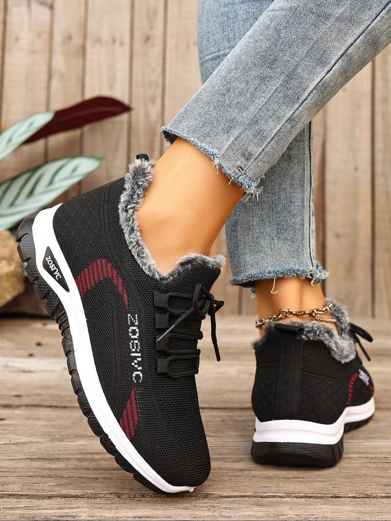 Women's Winter Large Size Outdoor Short Boots, Fleece Lined Warm, Anti-Slip PVC Sole, Round Toe Design, Casual Soft Hiking Shoes