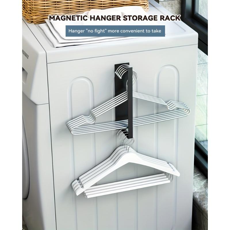 1 magnetic hanger storage rack, washing machine hanger storage rack, wardrobe laundry hanger stacking rack, balcony drying and wall hanging hanger storage rack - no punching design, simple installation, convenient storage
