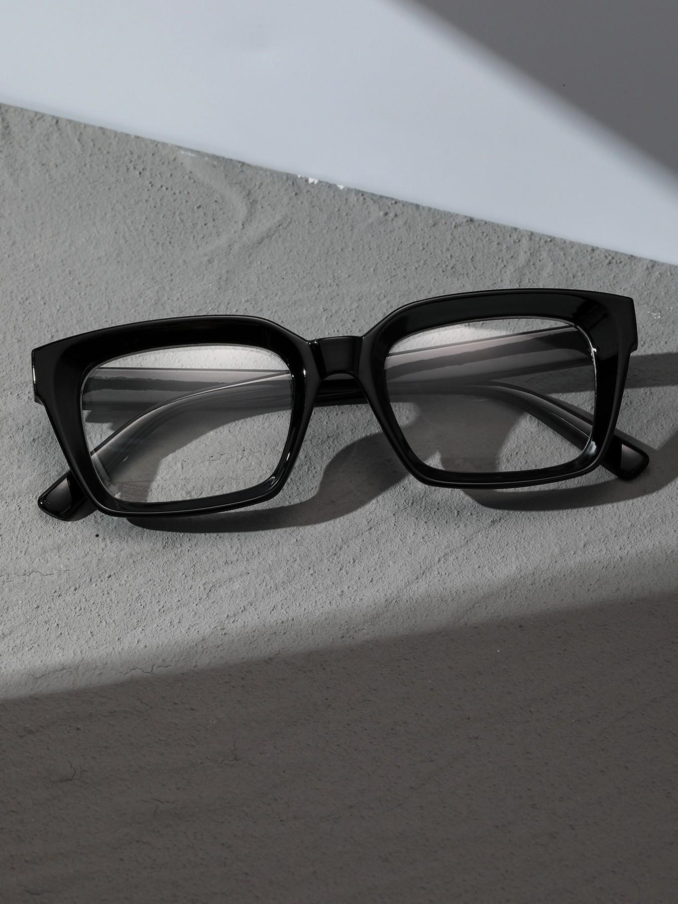 Unisex Square Frame Glasses, Blue Light Blocking Reading Glasses, Casual Daily Use, Decorative Lens, Suitable for Work and Fashion