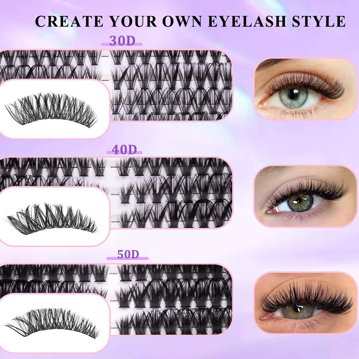Eyelash Cluster Kit, D Curl Volume Cluster Lashes, Fluffy Eyelash Clusters, Dense Long Curled DIY Lash Extension Set, Multiple Lengths, Includes Bond & Seal, Lash Remover, Tweezers & Brush #GLOBAL PICKS