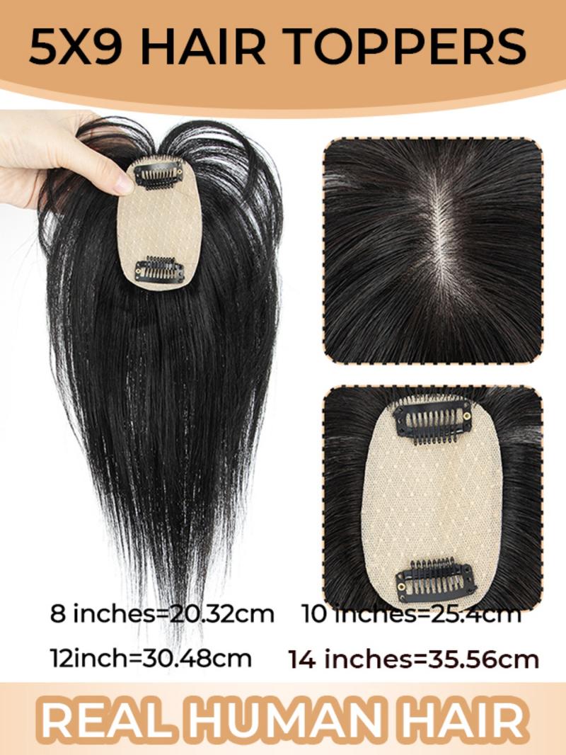 Invisible Human Hair base Toppers 5*9 Human Hair Topper Lightweight Hair Pieces Invisible Hair Extensions For Women Clip In Hair Piece For Women With Thinning Hair As smooth and silky as your own hair Radiant, elegant, and sophisticated