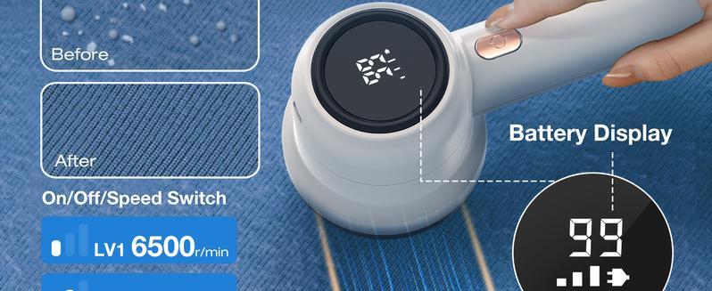 Rechargeable Fabric Shaver Electric Lint Remover with LED Display and Large Capacity Container 3, Settings Control Shaver Easy-to-Grip Handle High-End Color Matching, Efficient Sweater and Lint Shaver for Clothes