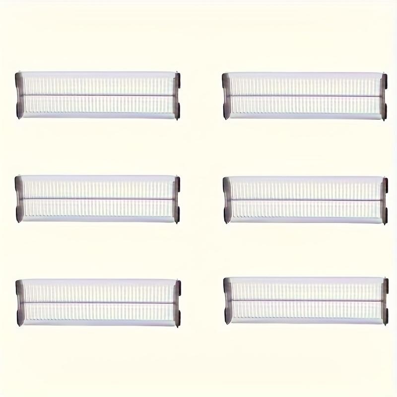 6-piece adjustable drawer dividers, freely extendable to fit various drawers. Ideal for clothing, kitchen and office storage. Made of sturdy durable material, keeping items neatly organized and saving space efficiently.