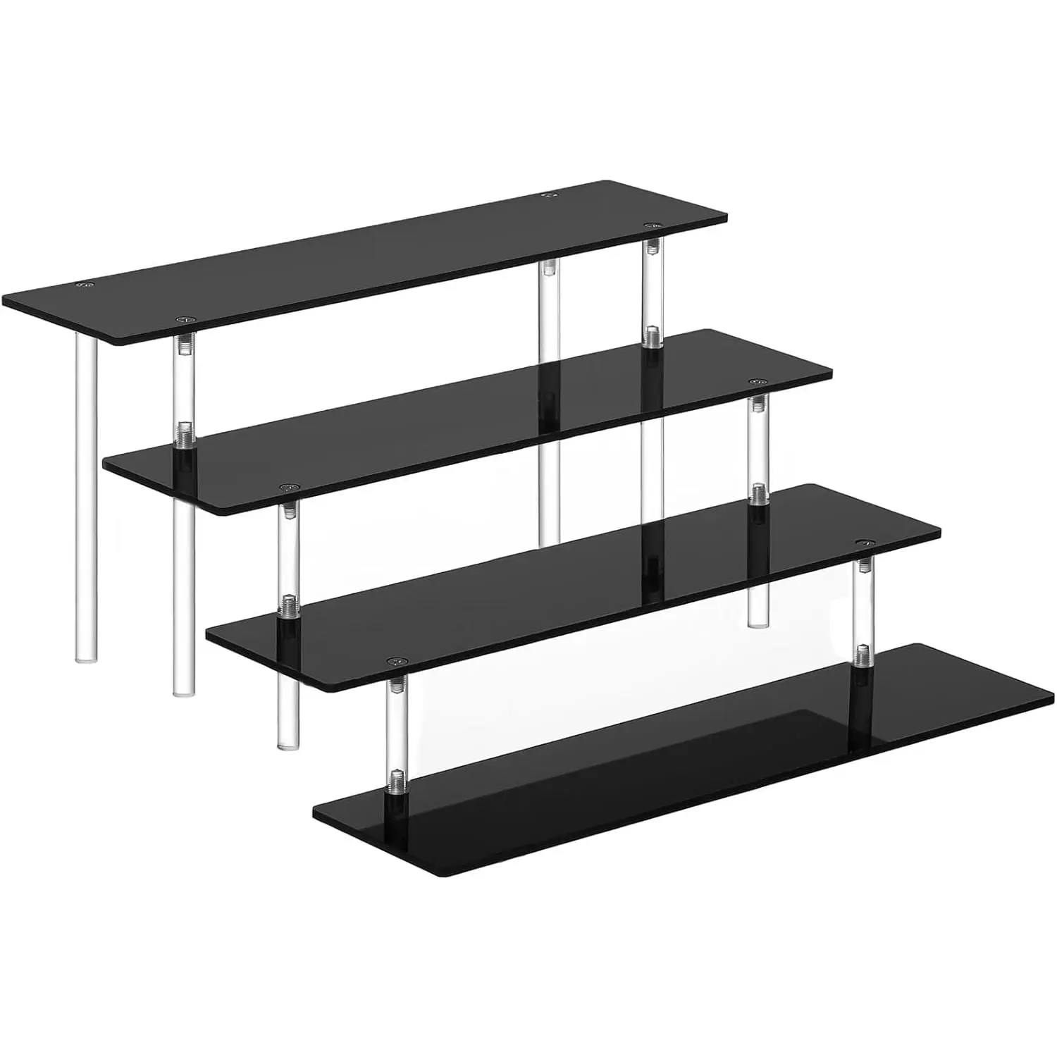 4 Tier Perfume Organizer Stand, Acrylic Risers Display Stands, Display Risers, Perfume Shelf Dessert Display for, Figure Stand POP Shelves, Black Cupcake Stand Holder