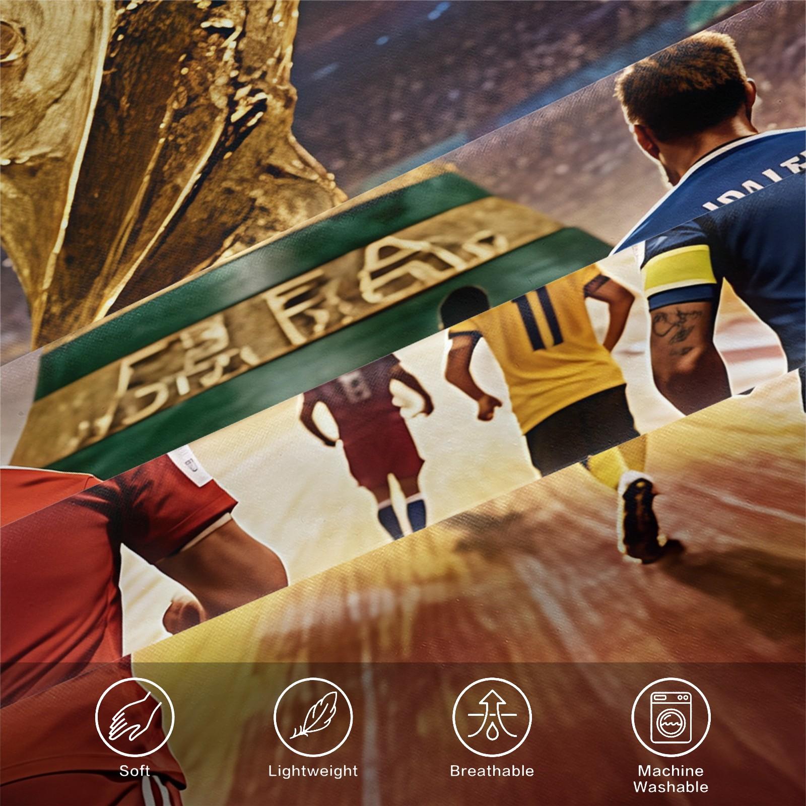 3-Piece World Cup Pattern Fitted Sheet Set, Soft And Durable Bedding Set, Including 1 Piece Flat Sheet And 2 Pieces Pillowcases, Daily Holiday Birthday Gift Bedroom Decorations For Kids And Adults