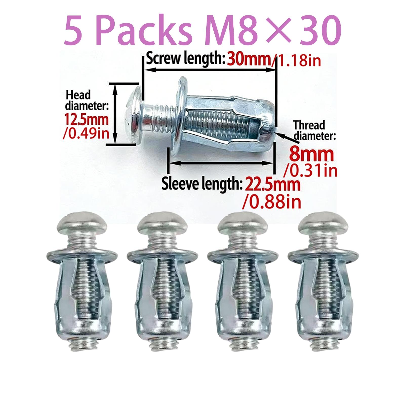 Carbon Steel Hollow Wall Anchor Kit, Bolts & Screws Set, Expansion Bolt, Heavy Duty for Cabinets Shelves Mirrors, Bolt Anchors for 0-5mm Thin Doors Drywall Caravan Walls, 4-Step Quick DIY Install Rust Resistant