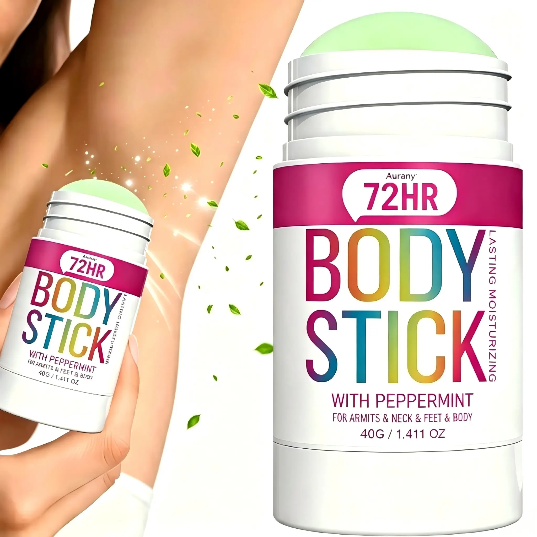 Women'S Body Stick, Deodorizing Solid Stick, Full Body Deodorizer, All Body Deodorant, 72 Hour Odor Control, Containing Peppermint Extract, Lightweight And Moisturizing, Suitable For Hands, Feet, Neck And Body, Suitable For All Light Beige Skin Types