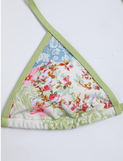 Adjustable Thin Strap Printed Floral Bikini Set for Women, 2026 Spring & Summer Lightweight Breathable Beach Vacation Swimwear