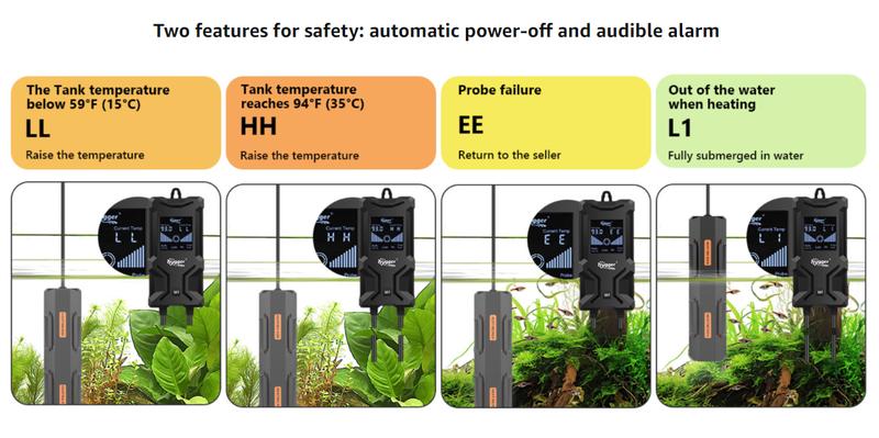 hygger Aquarium Heater, Submersible Fish Tank Heater with Over-Temperature Protection and Automatic Power-Off, Fish Heater with Digital Controller for Freshwater and Saltwater