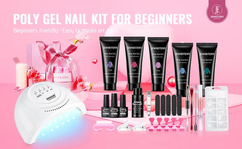 JEWHITENY 14 Colors Poly Gel Nail Kit Glitter All In One Polygel Nail Kit Starter Kit Polygel Nail Kit With U V Lamp Base Top Coat Gift for Women for gift #cozyvibes #effortlessbeauty