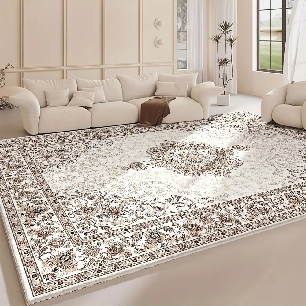 Velvet Living Room Carpet Fresh and Elegant Simple Style Non-Slip Durable Ultra Soft Velvet Carpet Suitable for Multiple Scenes Retro Abstract Geometric Pattern Suitable for Living Room Bedroom Office and Coffee Shop Decoration Machine Washable Easy to Ca