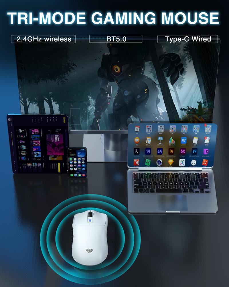 AULA F108 PRO Full Size Wireless Keyboard and Mouse Combo, keyboard with Screen & Knob SC580 Tri-Mode Connection Gaming Mouse Gaming Accessories TikTokShopfalldealsforyou