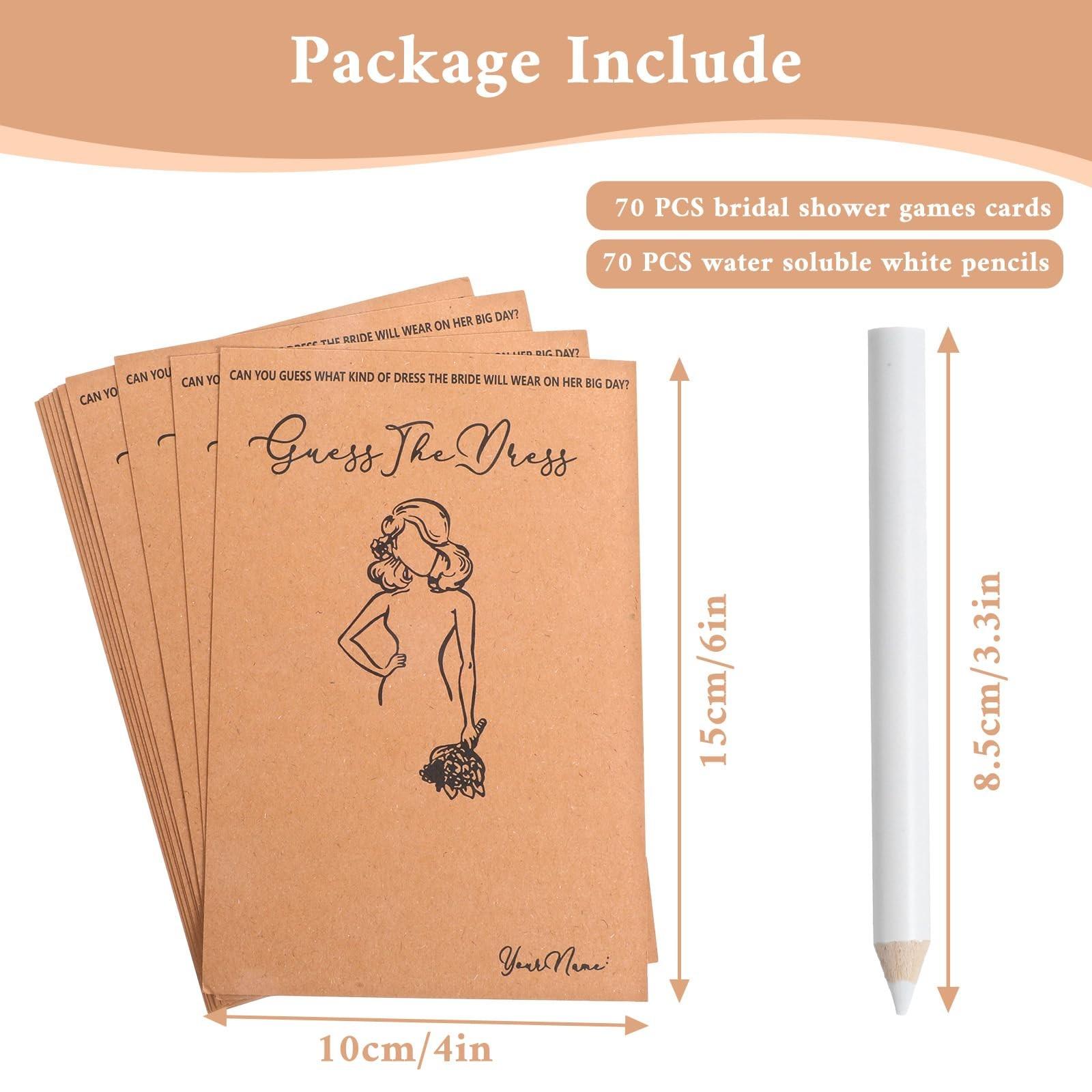 30-Piece Bride Party Game Set, DIY Bridal Dress Drawing Cards, Water-Soluble Pencils, Wedding Decor, Birthday Party Fun