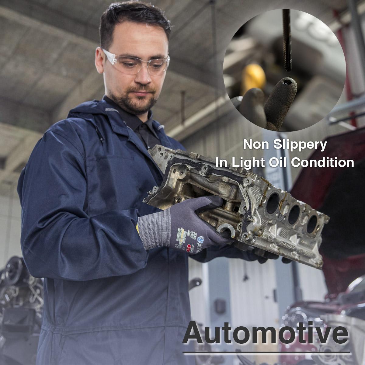 KAYGO Safety Work Gloves MicroFoam Nitrile Coated, KG18NB,Seamless Knit Nylon Glove with Black Micro-Foam Nitrile Grip, Ideal for General Purpose, Automotive, Home Improvement