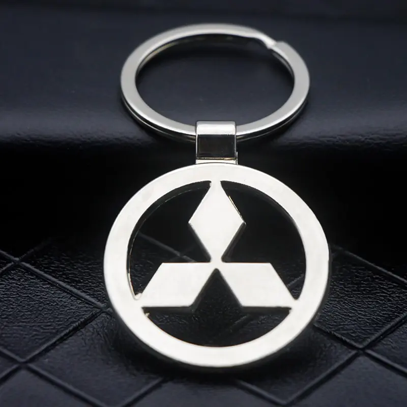 Mitsubishi Car Keychain Silver Color Anti-Loss Anti-Break, Durable Hollow Design, Rust-Resistant Key Ring Accessory