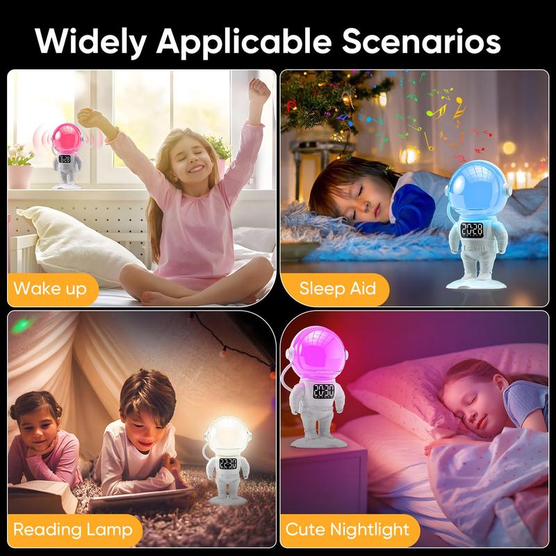 Astronaut Wake Up Light Sunrise Alarm Clock for Kids, Heavy Sleepers, Bedroom, Gradual Sunlight Alarm Clock with Sunrise Simulation, 21 Sleep Sounds, Dimmable Bedside Lamp with Timer, Boys Gifts Idea Decor speaker bluetooth