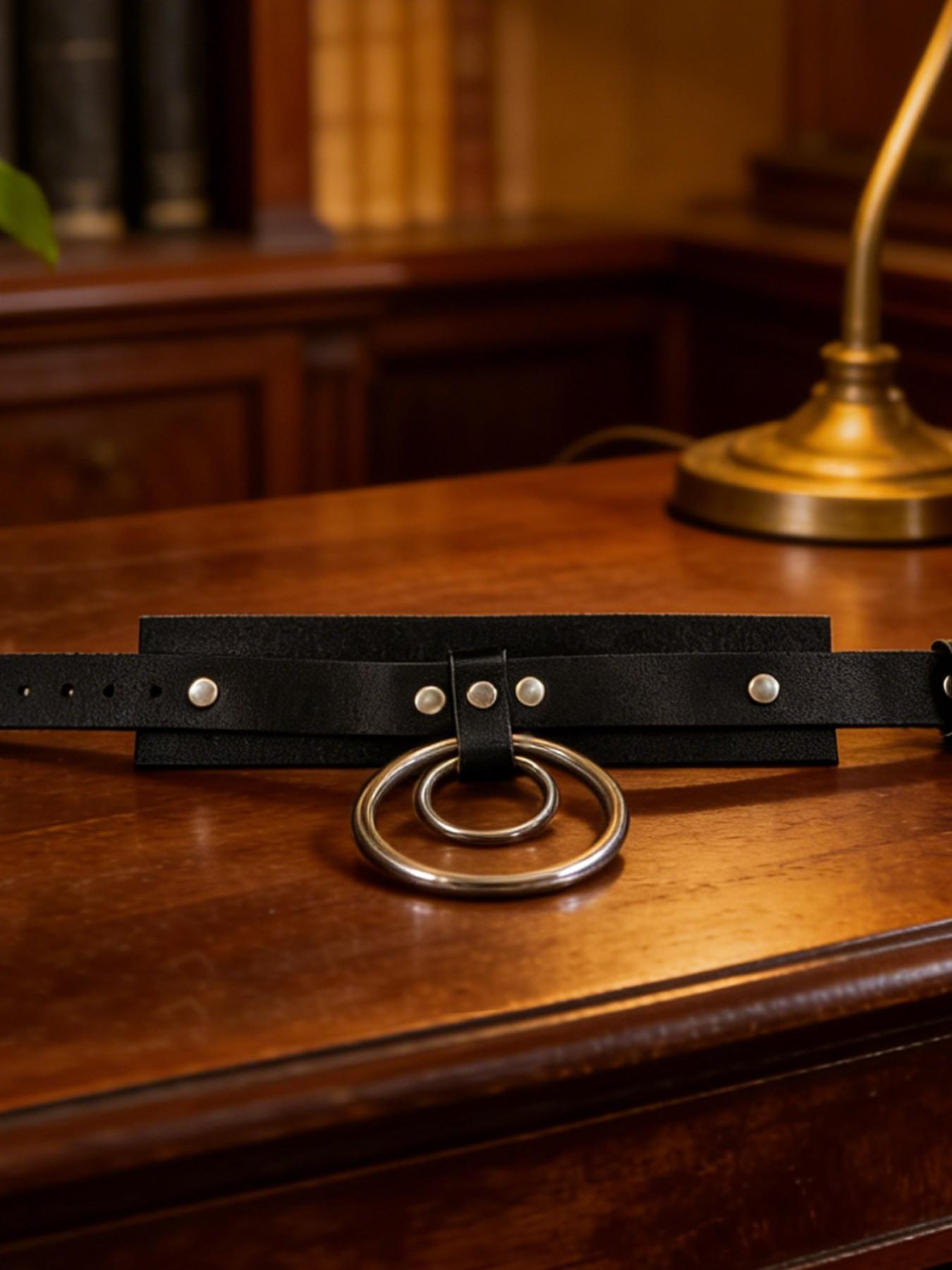 Punk Rock Exaggerated Large Circle PU Leather Fashion Bracelet Anklet Set, Unisex Couple Halloween Costume Accessories