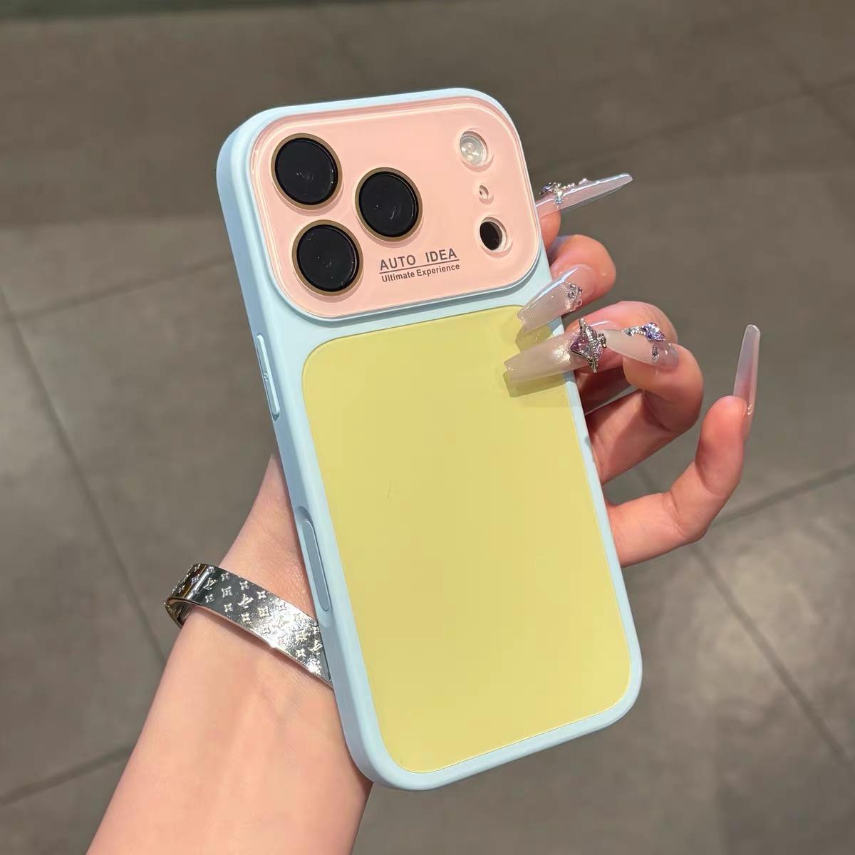 Summer Dopamine Color Block Macaron Candy Case for iPhone 17 Pro Max 16 15 Pro 14 13 Luxury Elegant Design Soft + Acrylic Crystal Camera Lens Protection Large Viewing Window Shockproof Protective Cute Aesthetic Colorful Cover