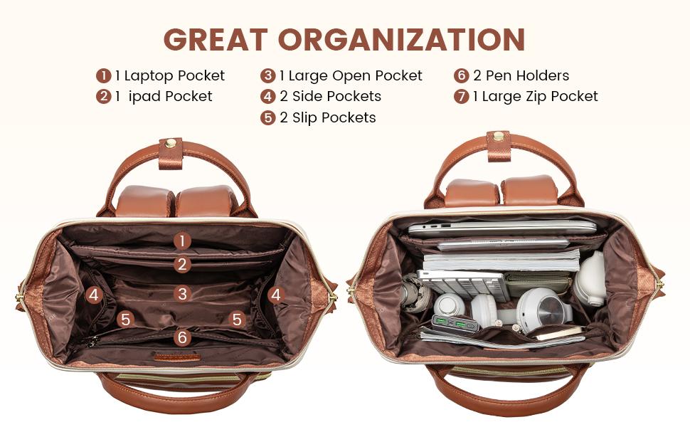 LOVEVOOK Fall Vegan Leather Backpack for Women,17 inch Leather Laptop Backpack for Women,Professional Work Backpack Nurse College Teacher Bag,Women Laptop Tote Bag Computer Travel Backpack Purse