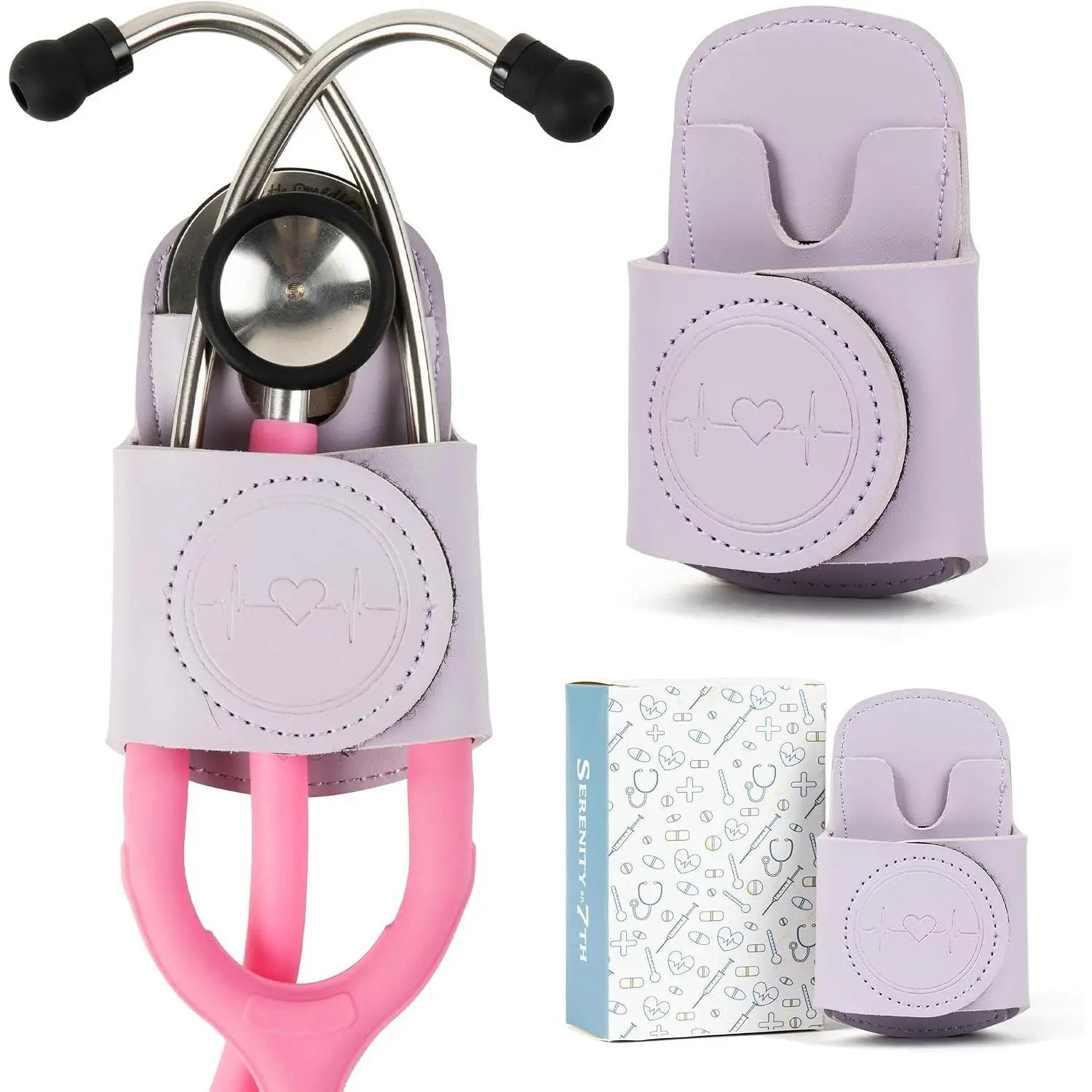 Stethoscope Holder Hip Clip with Cute & Hygienic Design Nurse Accessories in Gift Box Durable Adhesive Clip (Lavender)