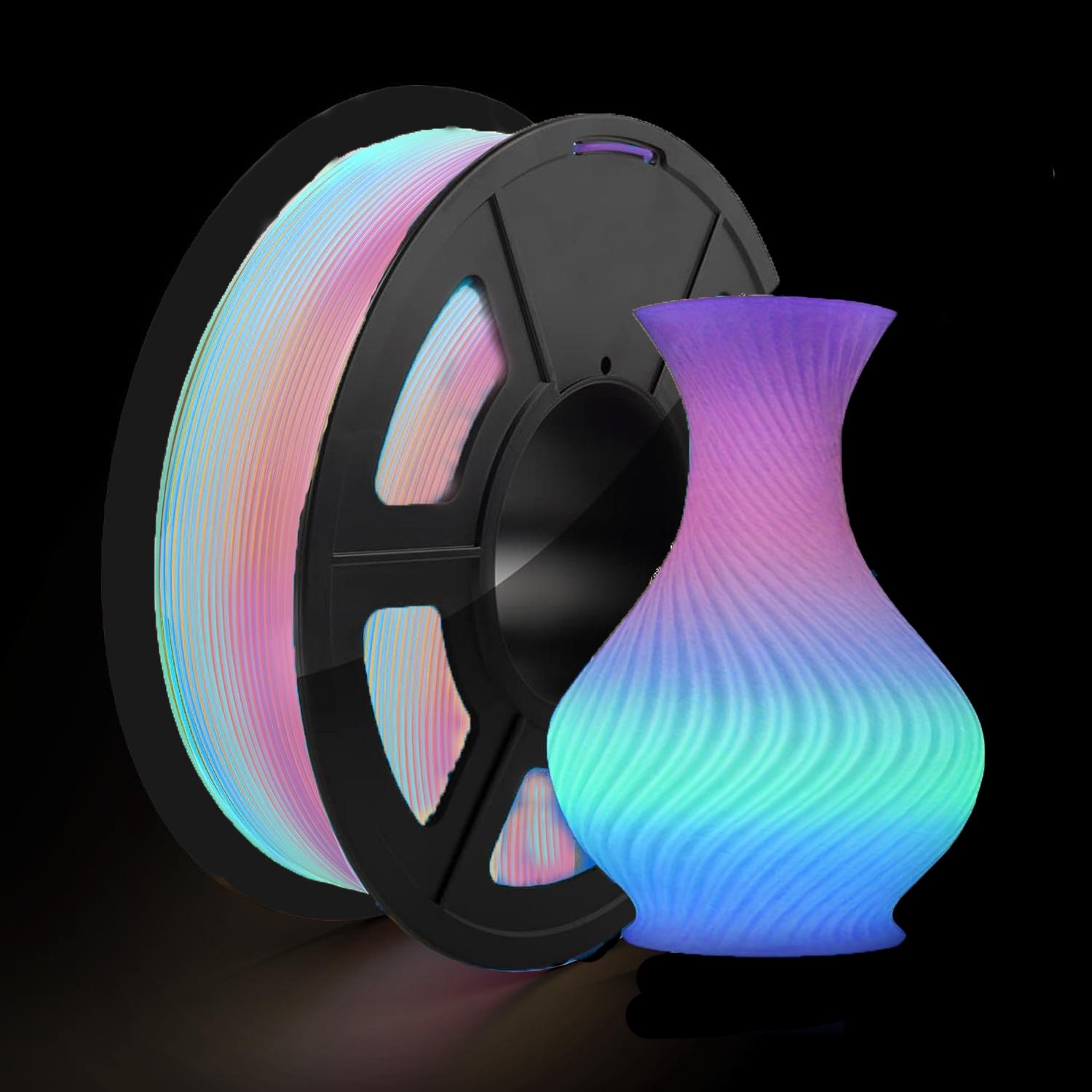 Multi-Brand Compatible Glow-In-The-Dark Pla Printing Filament 1.75mm 250g, Vibrant Colors Self-Luminous, High Precision Material